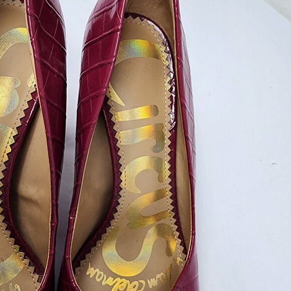 Circus By Sam Edelman sz 7 Marlee Burgundy Croc-Embossed Pointed Toe Pumps - Picture 8 of 11